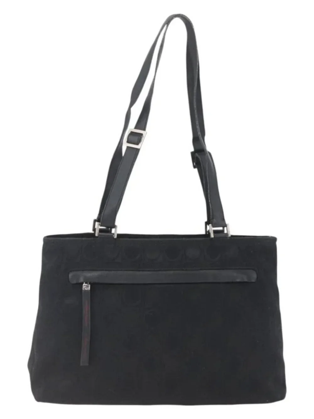 Salvatore Ferragamo Tote Bag Nylon Black Silver Auth SW2049